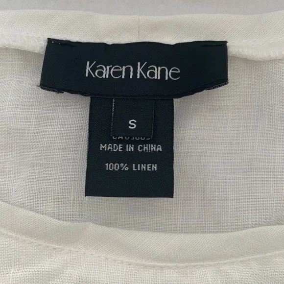 Karen Kane white embroidered 100% linen blouse size small - Picture 6 of 7